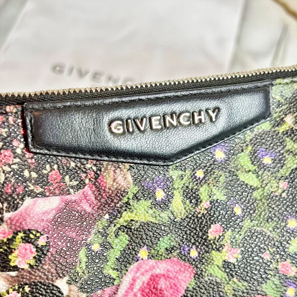 Givenchy Large Antigonia Leather Floral Pouch/Clutch